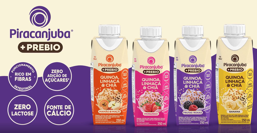 Piracanjuba +Prebio Quinoa, Linhaça e Chia fibras prebióticas, zero lactose e zero açúcar para o dia a dia