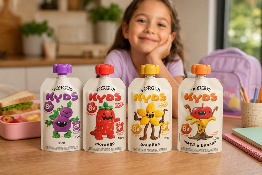Yorgus apresenta nova identidade visual e amplia linha infantil com dois novos sabores em embalagem pouch da SIG